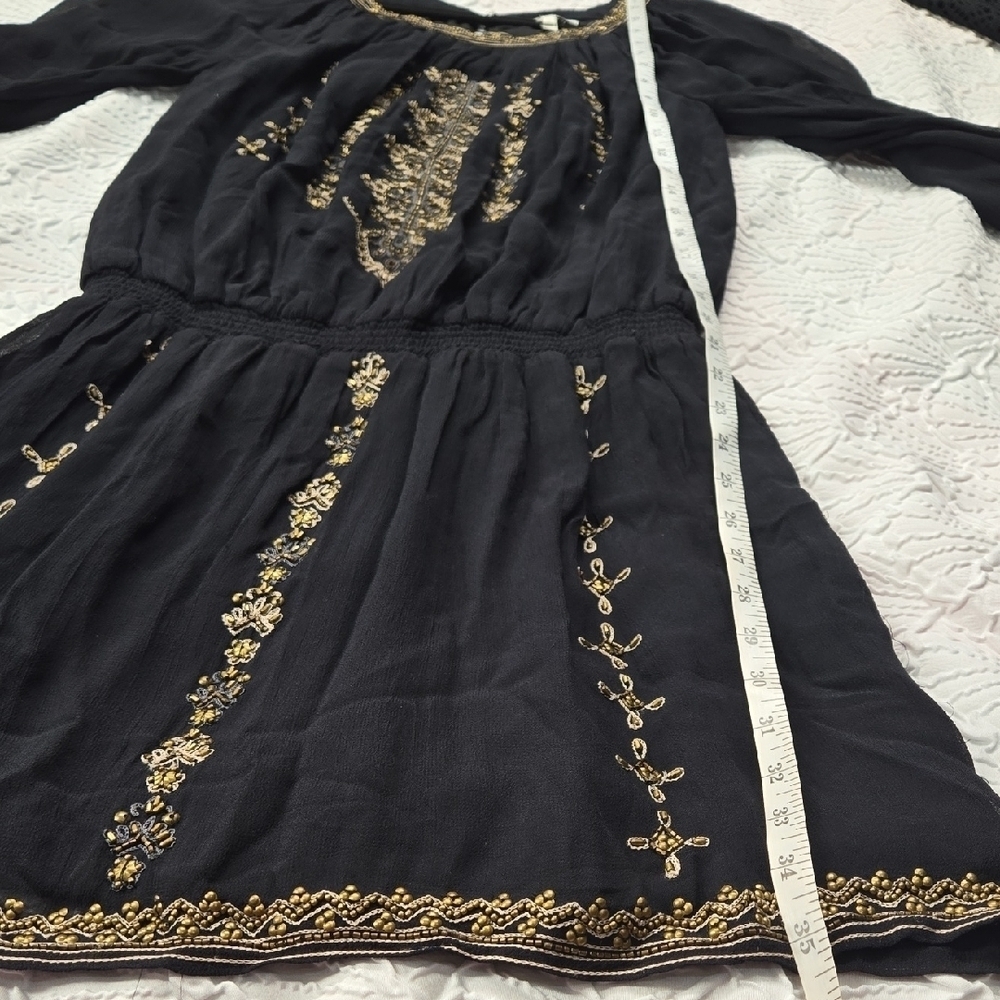 STUNNING Joie "Berline" Black Beaded Embellished Chiffon Dress - Picture 12 of 15